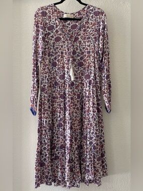 Natalie Martin Floral Maxi Dress Long Sleeve SZ SM
